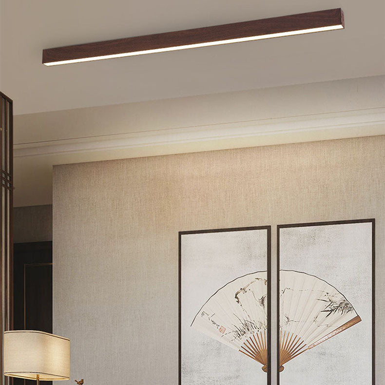 Contemporary Wood Grain Aluminum LED Flush Mount Ceiling Light