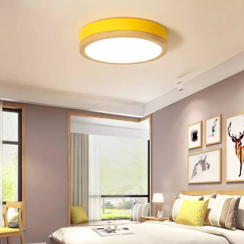 Elegant Round Acrylic LED Flush Mount Ceiling Light - Macaron Style