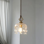 Antique-Inspired Floral Crystal Single Pendant Light