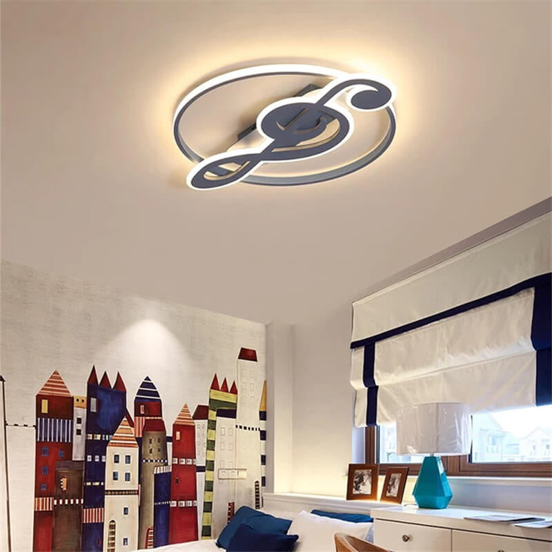 Nordic-Inspired LED Flush Mount Ceiling Light with Creative Music Notes Design
