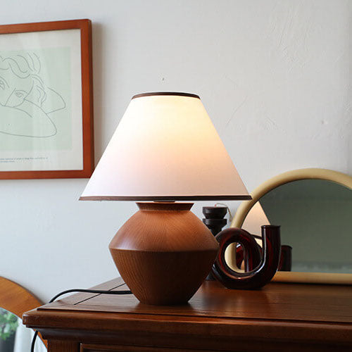 Vintage Solid Wood Table Lamp with Wabi-Sabi Design - Japanese Style, 1-Light