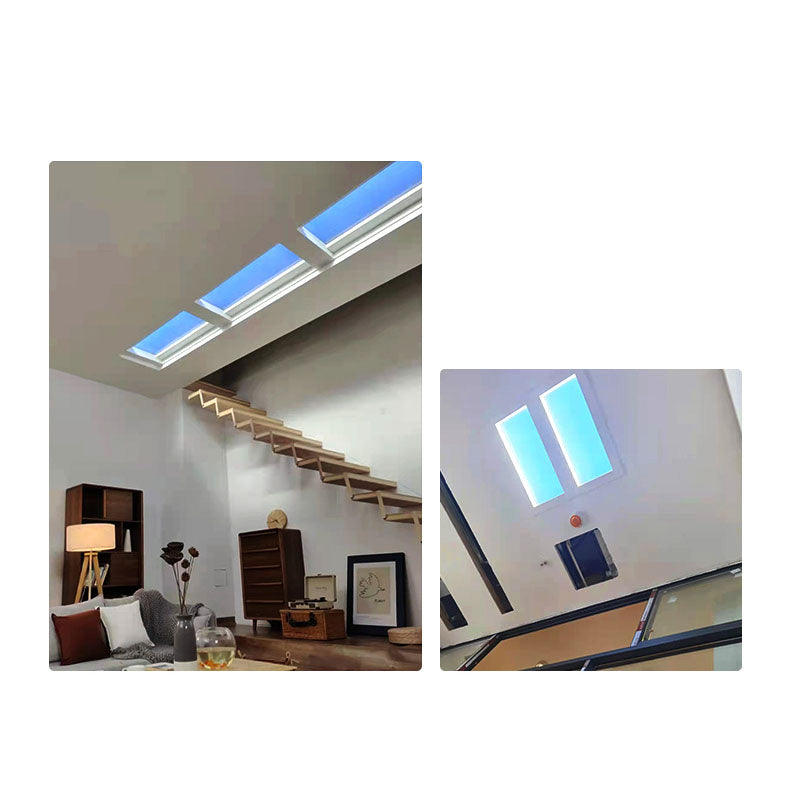 Contemporary Minimalist Blue Sky Metal LED Flush Mount Ceiling Light for Living Room