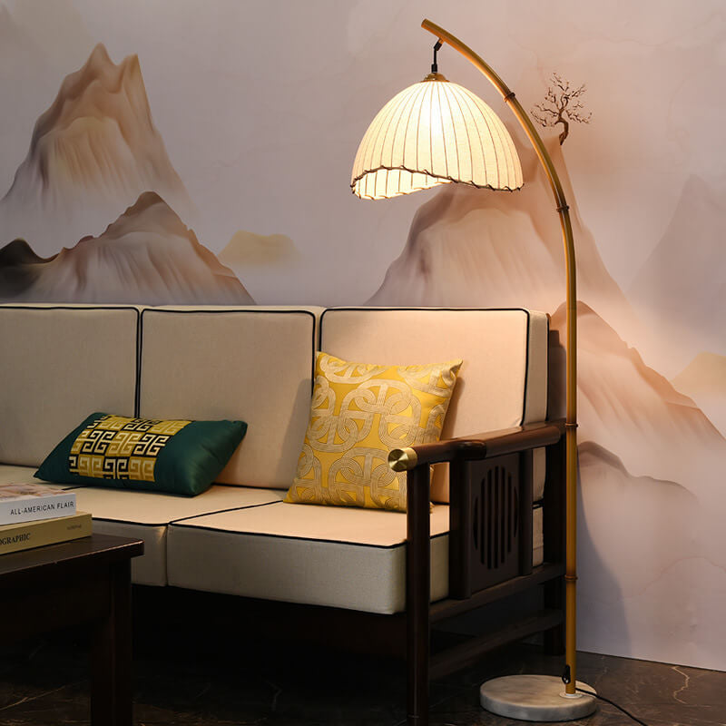 Vintage Zen Bamboo Pole 1-Light Floor Lamp