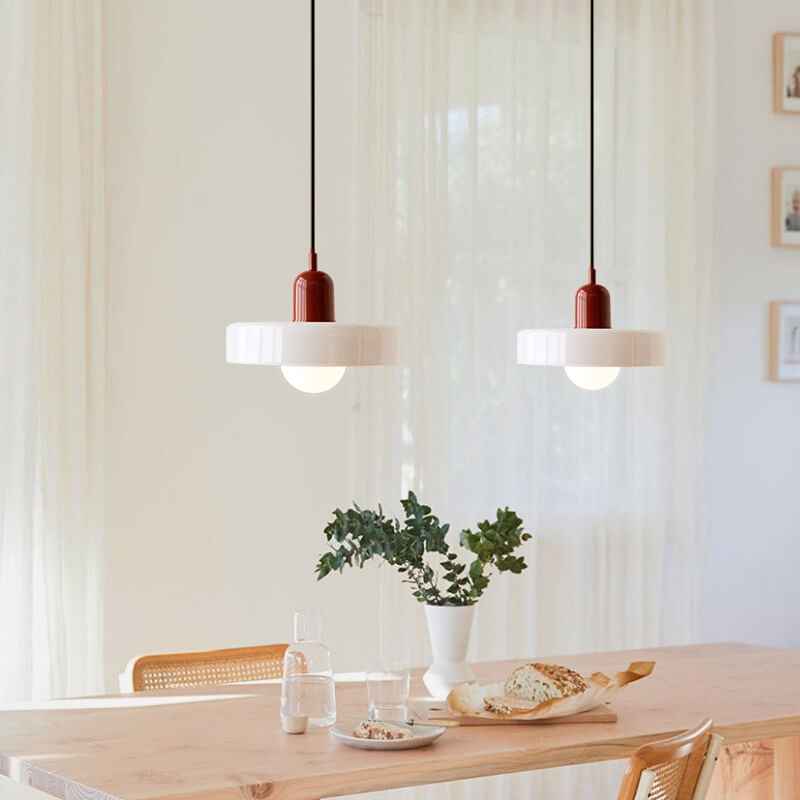 Retro Colorful Glass Dish 1-Light Pendant Lamp