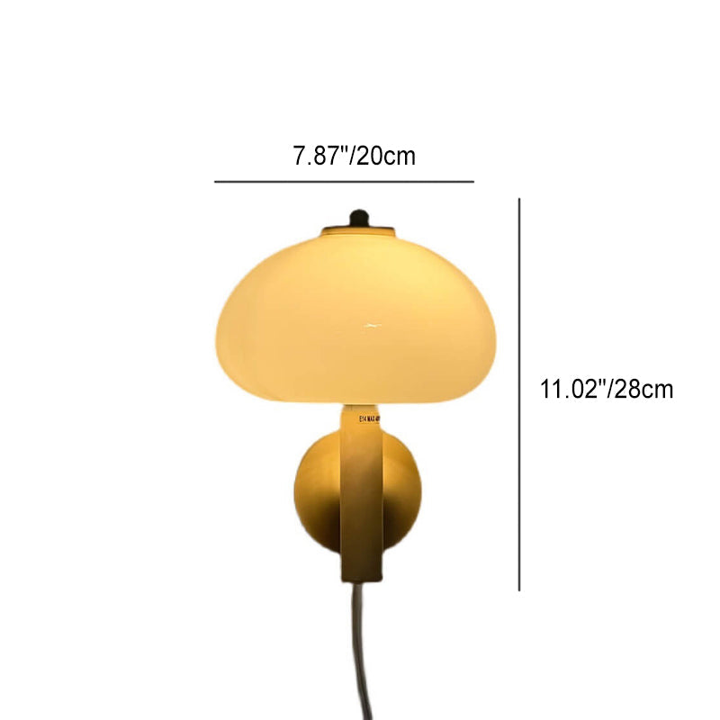 Nordic Vintage White Glass Dome Mushroom Wall Sconce Lamp with Single Light