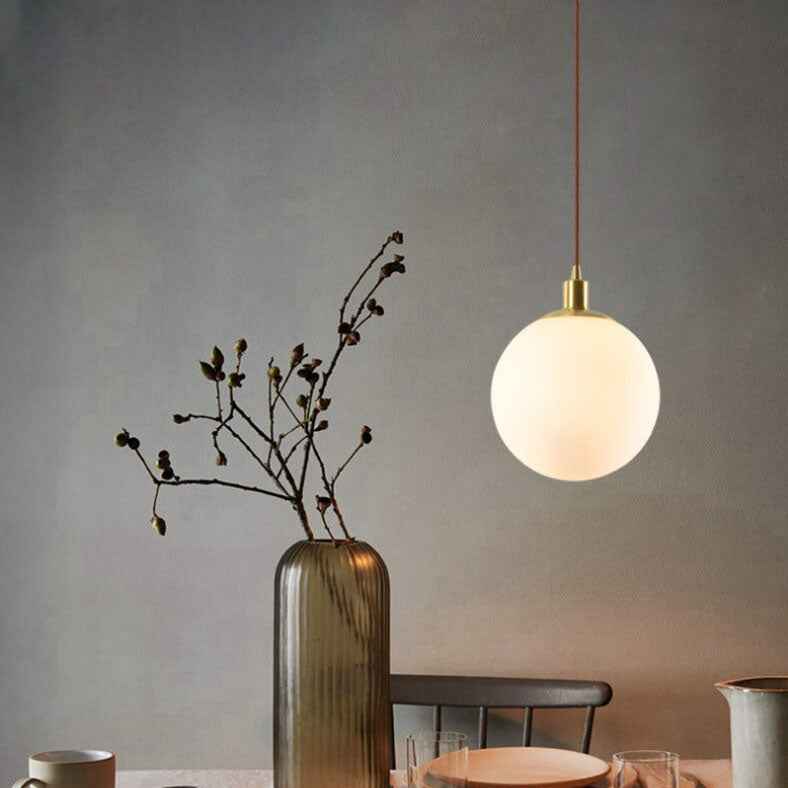 Scandinavian Minimalist White Orb Single Pendant Light