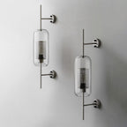 Modern Industrial Cylinder Glass Shade Wall Sconce Lamp with Iron Finish Frame - 1-Light Design for Bedroom