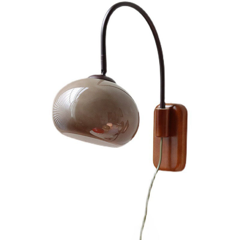 Minimalist European Glass and Solid Wood 1-Light Wall Sconce