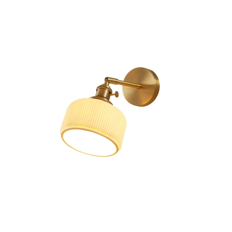 Contemporary Minimalist Striped Ceramic Wall Sconce Lamp with 1 Light