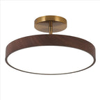 Japanese Wabi-Sabi Minimalist Round Wood Grain LED Semi-Flush Mount Light