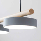 Nordic-Inspired Round Resin Bird LED Chandelier with Wooden Linear Design