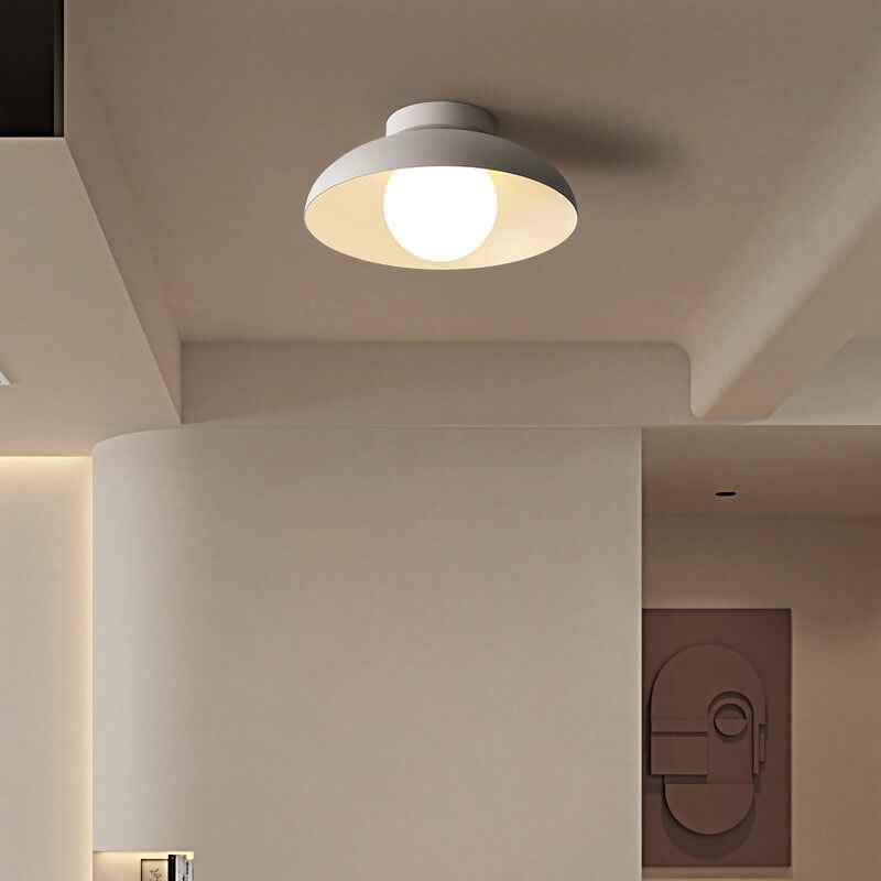 Japanese Wabi-Sabi Iron and Glass 1-Light Semi-Flush Mount Fixture