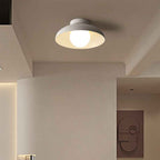 Japanese Wabi-Sabi Iron and Glass 1-Light Semi-Flush Mount Fixture