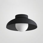 Japanese Wabi-Sabi Iron and Glass 1-Light Semi-Flush Mount Fixture