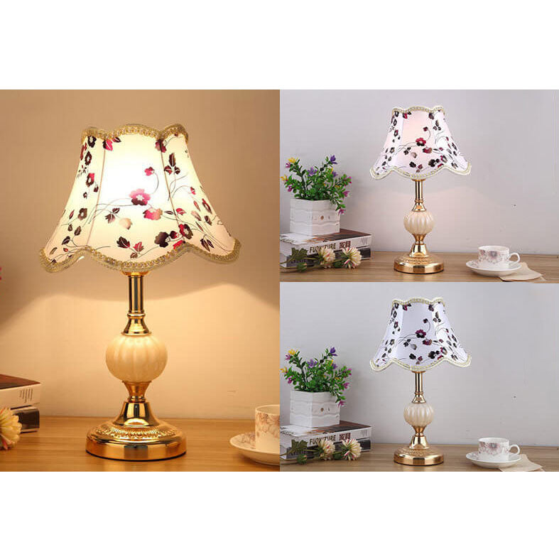 Vintage Nordic Floral Glass Table Lamp with Single Light
