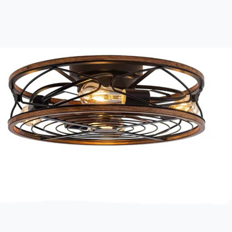 Nordic Industrial Wrought Iron 4-Light Flush Mount Ceiling Fan with Invisible Design