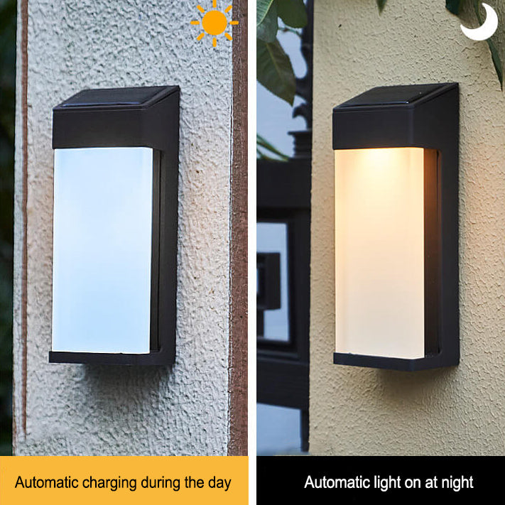 Waterproof Outdoor LED Wall Sconce Lamp with Solar-Powered Frosted Glass Design