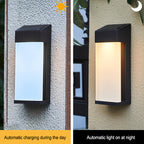 Waterproof Outdoor LED Wall Sconce Lamp with Solar-Powered Frosted Glass Design