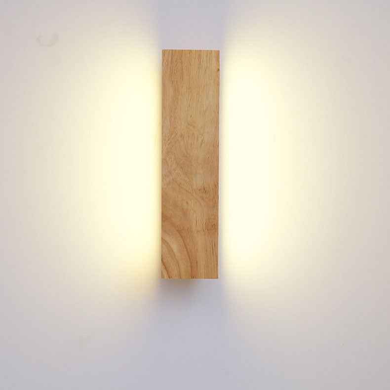 Minimalist Japanese Rectangular Log LED Wall Sconce Lamp with Rotatable Design