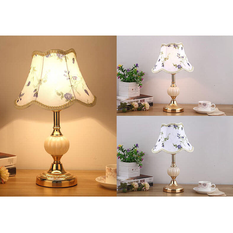 Vintage Nordic Floral Glass Table Lamp with Single Light