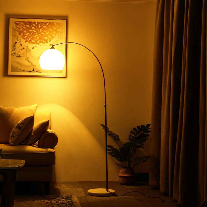 Contemporary Globe Acrylic Shade 1-Light Floor Lamp with Fishing Rod Design