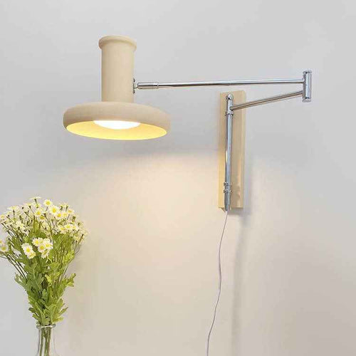 Beige Minimalist Nordic Swing Arm Wall Sconce Lamp - 1 Light
