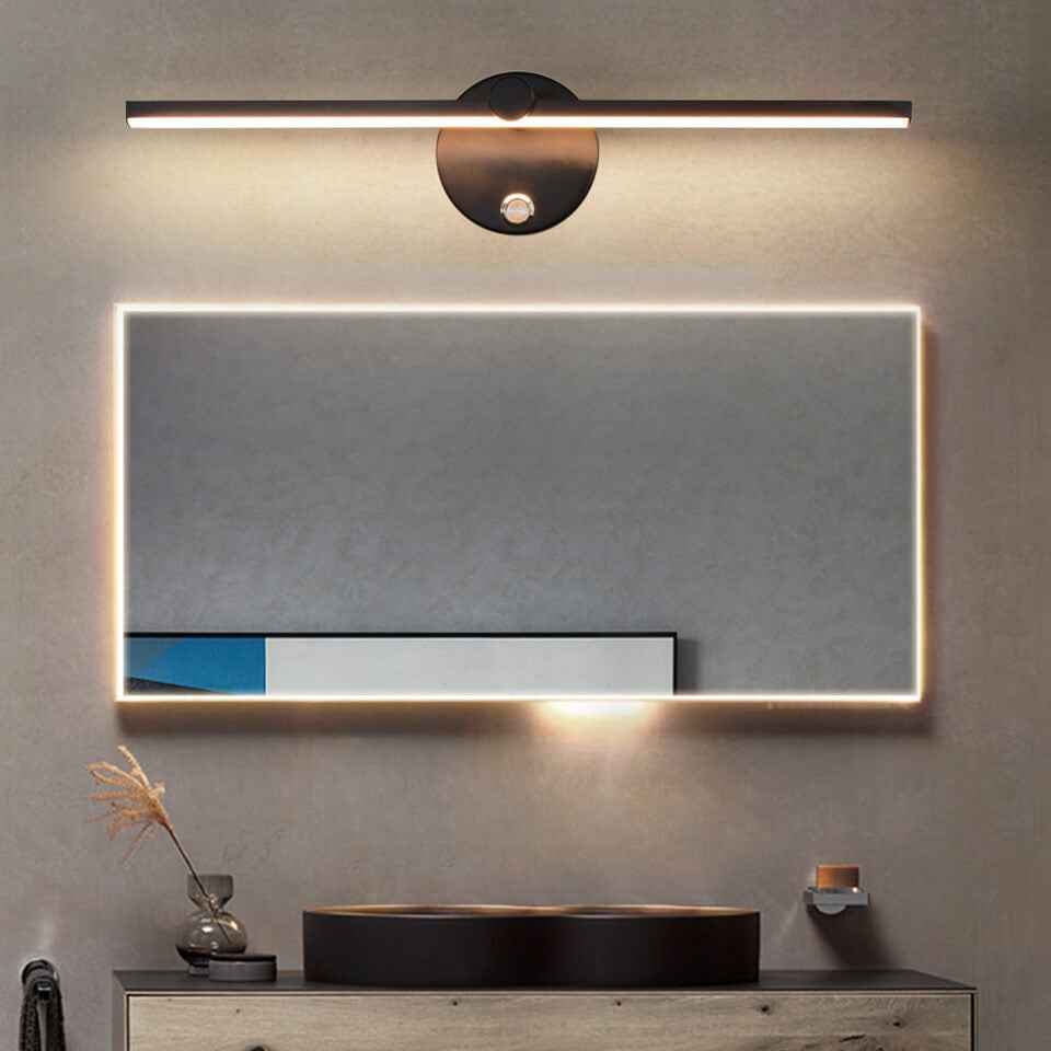 Nordic Minimalist Aluminum LED Wall Sconce with Long Bar Mirror Design