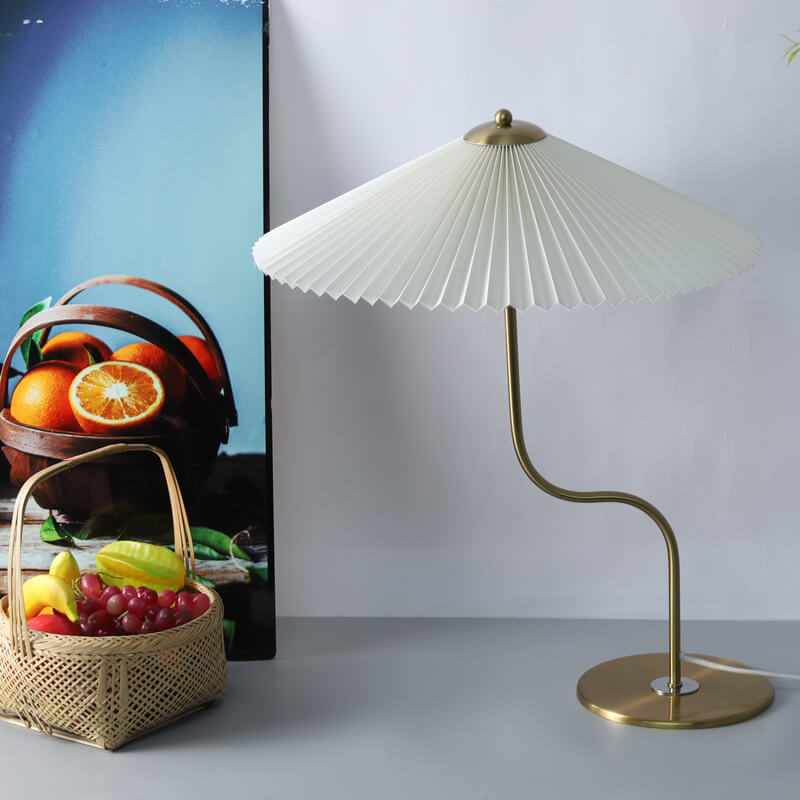 Vintage-Inspired Pleated Umbrella 1-Light Decorative Table Lamp