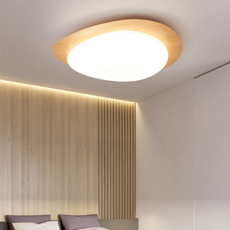 Modern Scandinavian Pebble-Shaped Iron and Acrylic LED Flush Mount Ceiling Light for Bedrooms