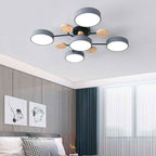 Modern Scandinavian Round LED Semi-Flush Mount Ceiling Light with Molecule Branch Design for Living Room