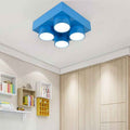 Modern Square Iron LED Flush Mount Ceiling Light for Bedroom - Creative Building Block Design