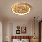 Contemporary Minimalist Carved Iron and Resin Acrylic LED Flush Mount Ceiling Light for Bedroom