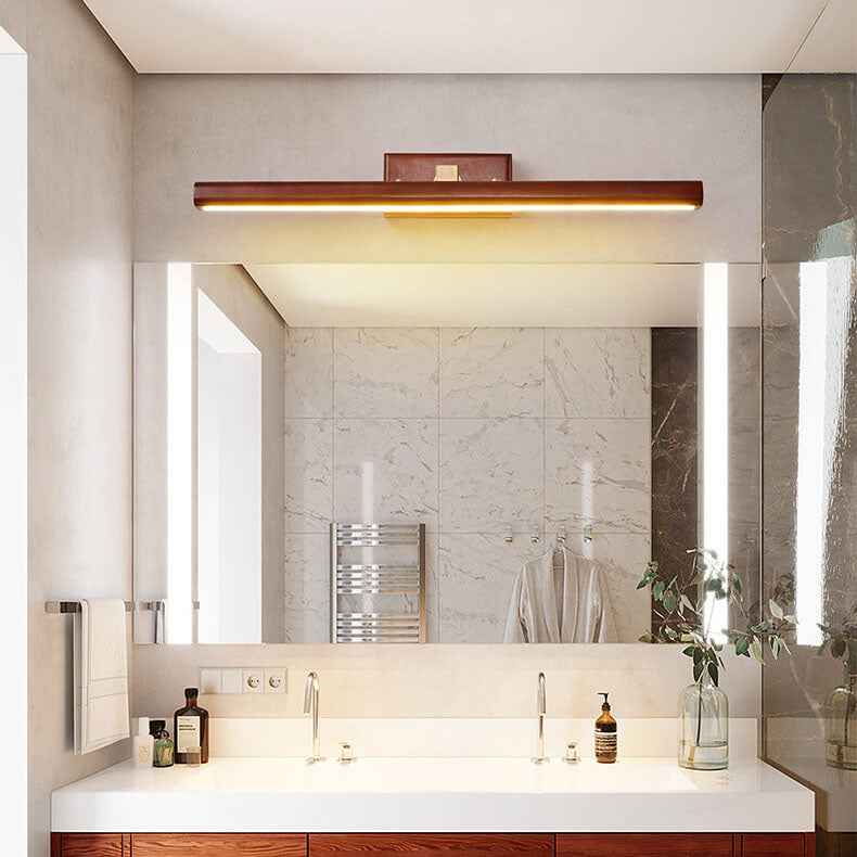 Nordic Minimalist Beechwood and Copper Cylinder LED Wall Sconce for Bathroom and Living Room