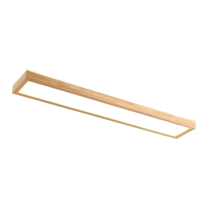 Walnut LED Flush Mount Ceiling Light in Japanese Minimalist Log Design