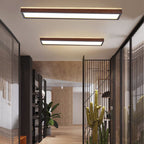 Walnut LED Flush Mount Ceiling Light in Japanese Minimalist Log Design
