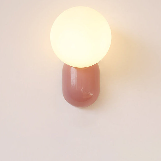 Macaron-Inspired Cream Resin Glass Ball 1-Light Wall Sconce