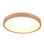 Round LED Flush Mount Ceiling Light in Nordic Minimalist Log Wood Design