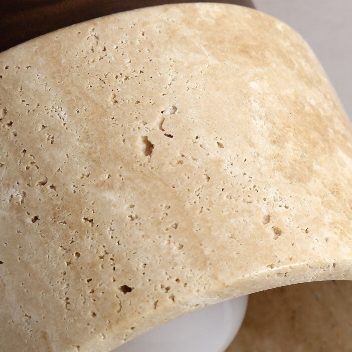 Classic Vintage Round Travertine 1-Light Flush Mount Ceiling Fixture for Hallways