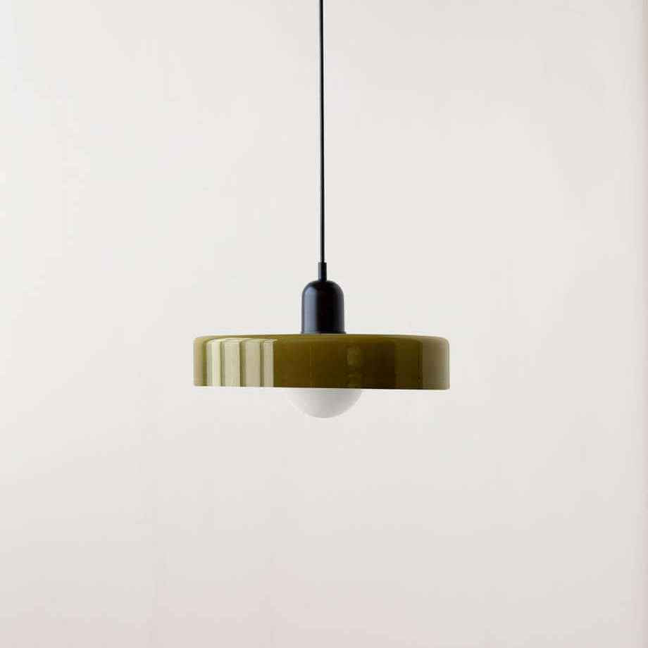 Retro Colorful Glass Dish 1-Light Pendant Lamp
