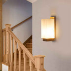 Contemporary Minimalist Solid Wood Square Glass Column Wall Sconce Lamp with 1 Light