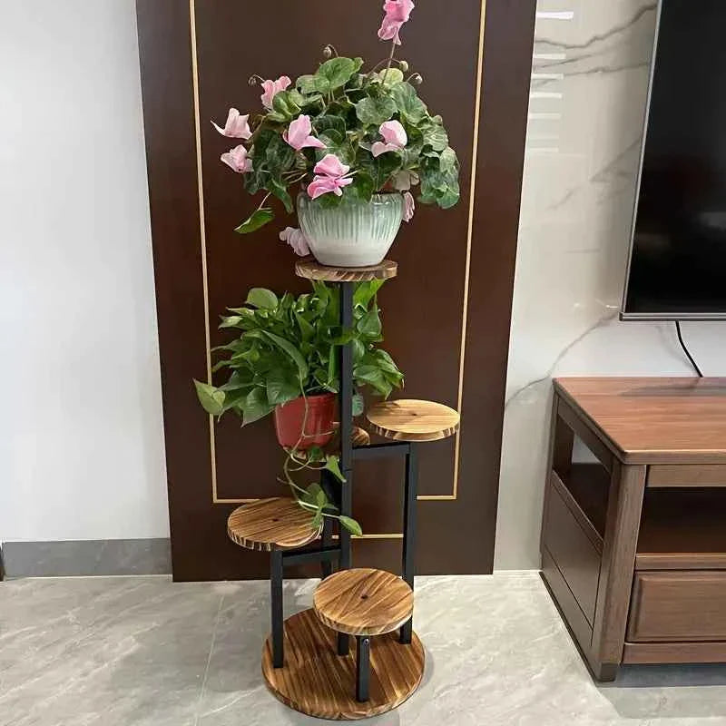 Bela 6-Tier Plant Stand | Solid Wood, Modern Round Design
