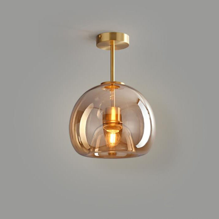 Navi Glass Ball Ceiling Light | Semi-Flush Mount, Smoke Grey or Amber