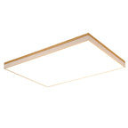 Contemporary Minimalist Solid Wood and Acrylic Square LED Flush Mount Ceiling Light for Living Room
