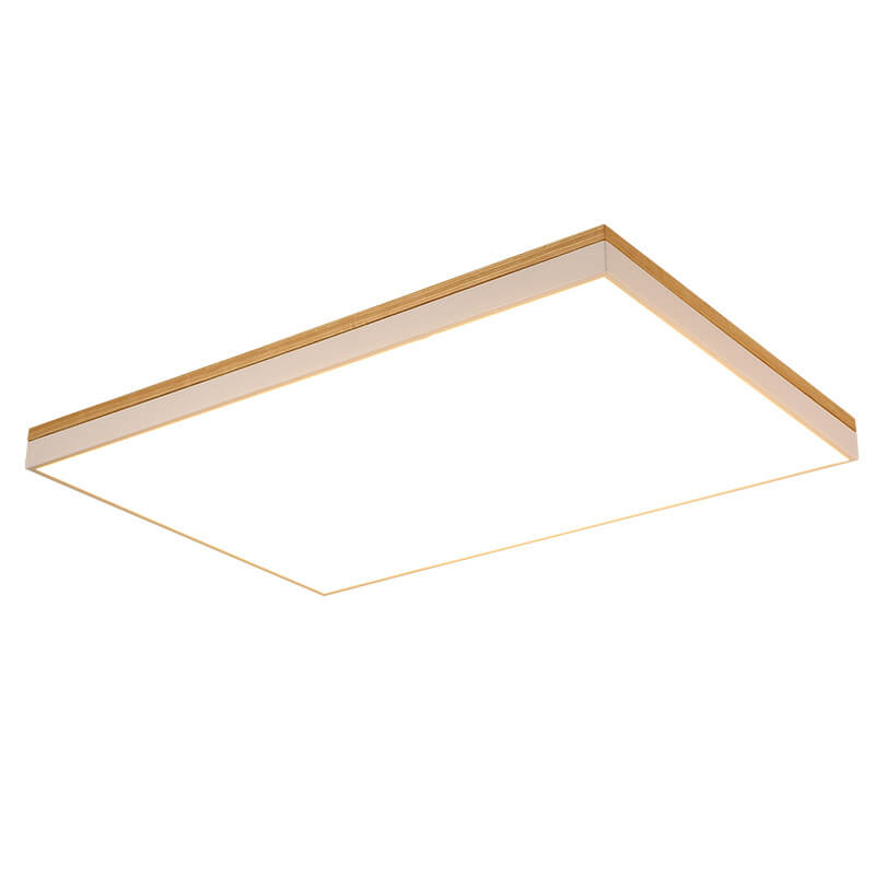 Contemporary Minimalist Solid Wood and Acrylic Square LED Flush Mount Ceiling Light for Living Room
