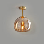 Nordic Style Elegant Round Glass Ball Semi-Flush Mount Ceiling Light - 1-Light