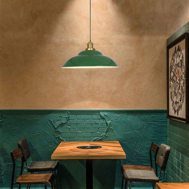 Vintage Industrial Green Iron Dome Cone Pendant Light - 1-Light Design