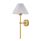 Retro Pleated Fabric Shade Wall Sconce Lamp with Straight Arm - 1-Light