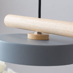 Nordic-Inspired Round Resin Bird LED Chandelier with Wooden Linear Design