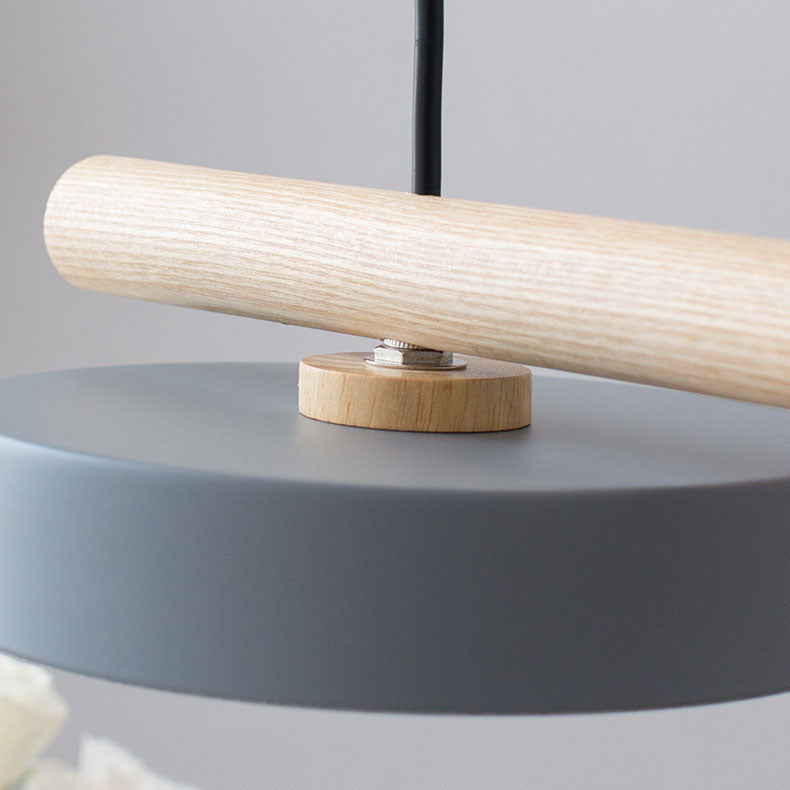 Nordic-Inspired Round Resin Bird LED Chandelier with Wooden Linear Design