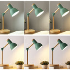 Modern Nordic Iron Semi-Circular Shade Table Lamp with Wooden Base - 1-Light Design for Study